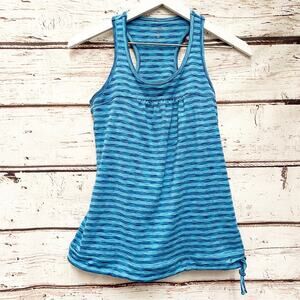 ATHLETA Blue Space Dye Striped Tie Tinker Tank Top Sz S